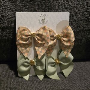 Fifi&Ry | Checkered and Solid Bow Hair Clips Set